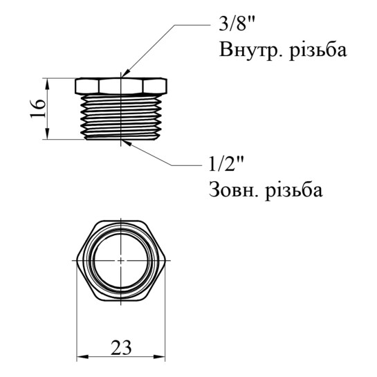 Додаткове фото - Футорка посилена LexLine 1/2"х3/8" ЗВ латунна УК0701-В