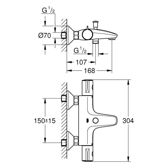 Додаткове фото - Змішувач термостатичний для ванни Grohe Grohtherm 800 34567000