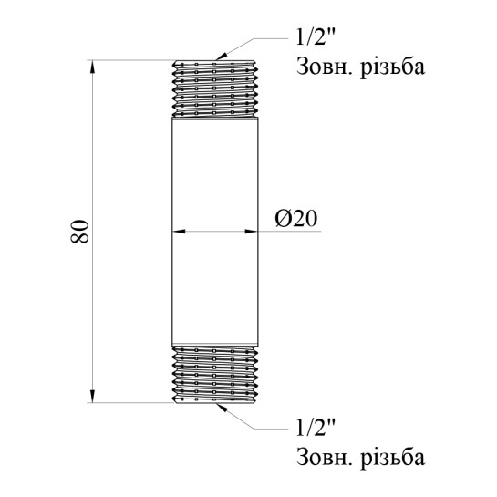 Додаткове фото - Подовжувач посилений LexLine 1/2'' ЗЗ, L=80 мм латунний УК0647-В