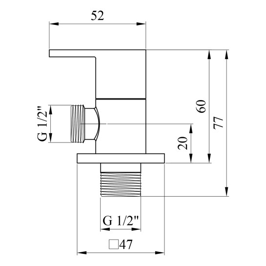 Додаткове фото - Кран приладовий для підключення Karro 1/2"х1/2" ЗЗ хромований KR-3124