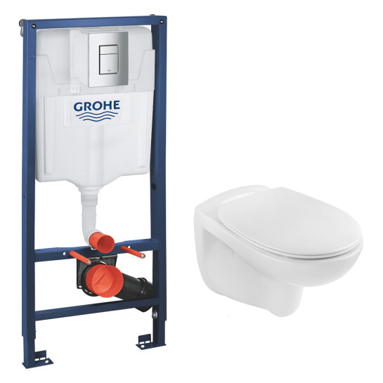 Головне фото - Комплект 4 в 1: Інсталяція Grohe Rapid SL 3 в 1 38772001 + Унітаз безободковий Kroner Oker WHI533536 RIMLESS з сидінням Slim Duroplast / Soft-close / Quick relase KO533536WHIR (38772001KO533536)