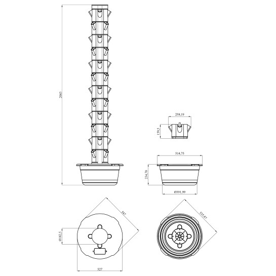 Додаткове фото - Гідропонічна система SantehPlast HTOW-P-12 з насосом, 204,5 см