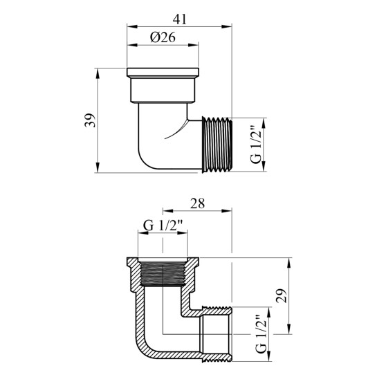 Додаткове фото - Кутник посилений LexLine 1/2" ВЗ латунний УК0122-1-В