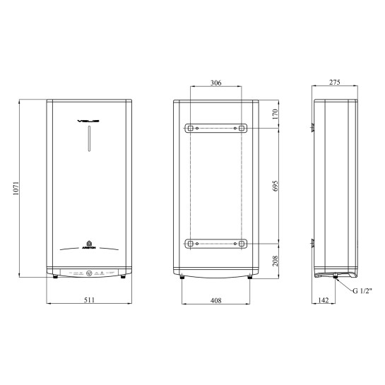 Додаткове фото - Водонагрівач Ariston Velis Tech 80 EU з мокрим ТЕНом 3100918