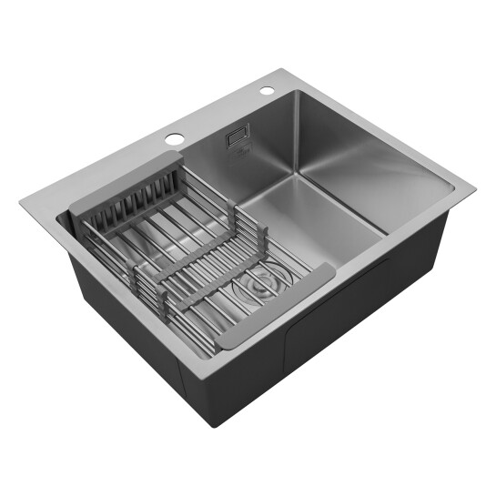 Додаткове фото - Комплект кухонна мийка Kroner Gebürstet-6050HM + змішувач Küche-C031BLK + дозатор Spender-016