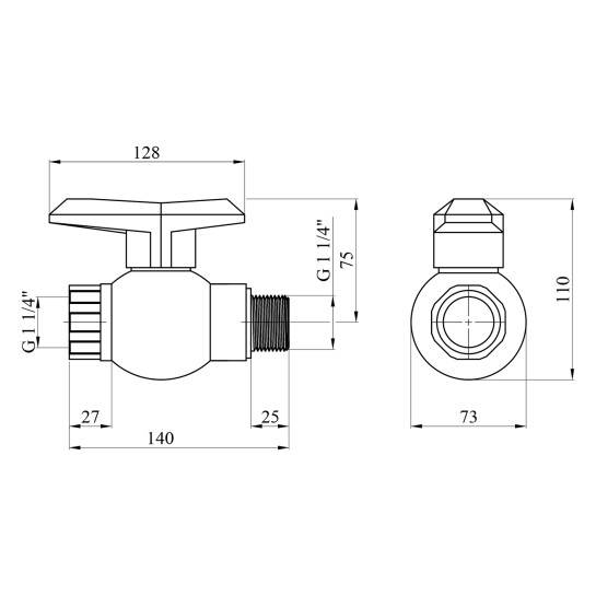 Додаткове фото - Кран ПЕ SantehPlast 1 1/4" ВЗ