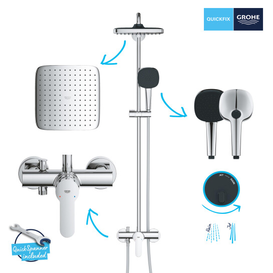 Додаткове фото - Душова система Grohe QuickFix Vitalio Comfort 26985001 з набором аксесуарів BF40961SC