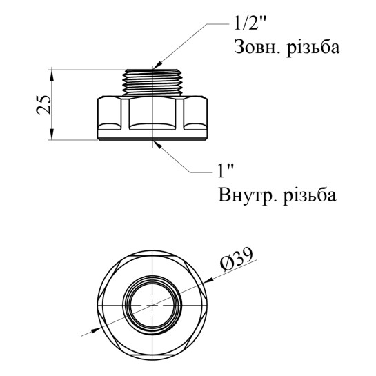 Додаткове фото - Перехід посилений LexLine 1"х1/2" ВЗ нікельований НК0602-Вн