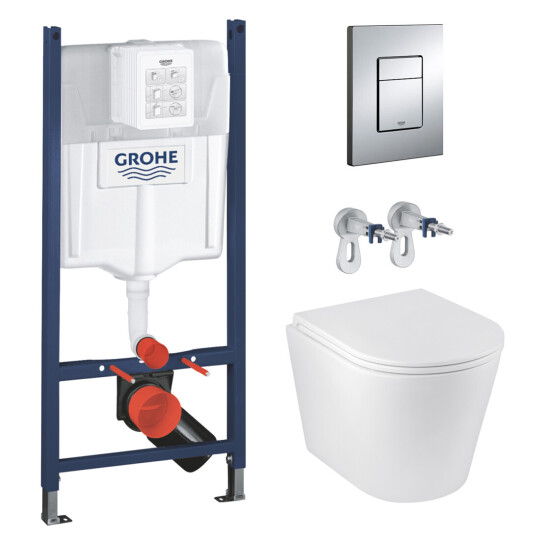Головне фото - Комплект 4 в 1: Інсталяція GROHE Solido 3 в 1 3884966Q + Унітаз безобідковий Kroner Armada WHI513636 TORNADO (3884966KA51T)