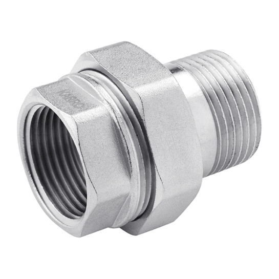 Головне фото - Згін-американка пряма Karro 1 1/4" ВЗ нікельована KR-3102