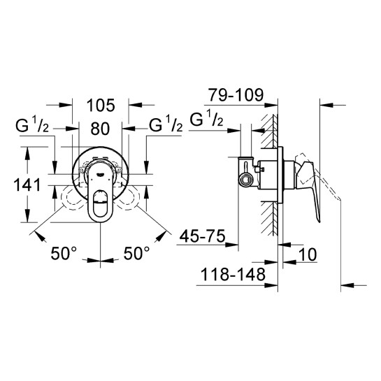 Додаткове фото - Змішувач прихованого монтажу для душу Grohe BauLoop 29042000