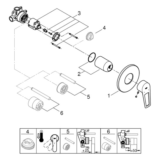 Додаткове фото - Змішувач прихованого монтажу для душу Grohe BauLoop New 29042001