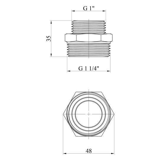 Додаткове фото - Ніпель перехідний Karro 1 1/4"х1" ЗЗ нікельований KR-3114