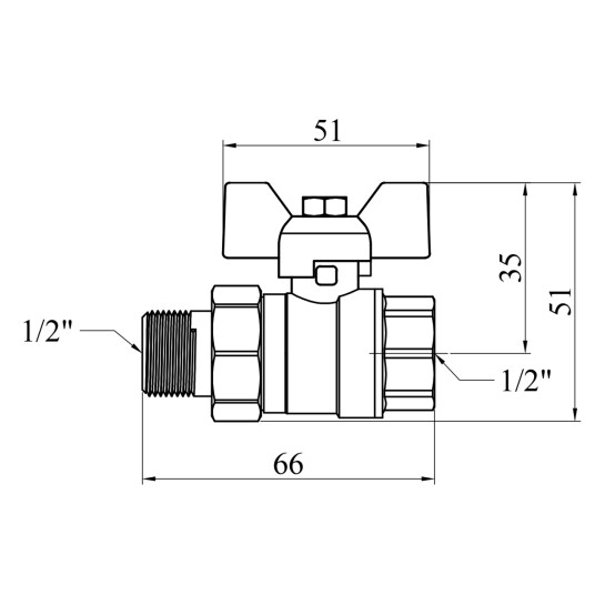 Додаткове фото - Кран-американка кульовий прямий Valves 1/2" PN30