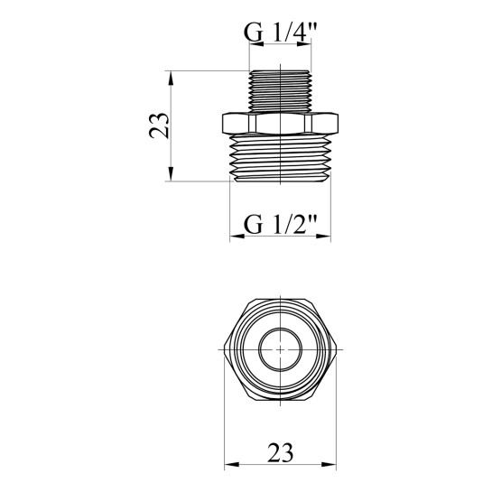 Додаткове фото - Ніпель перехідний посилений LexLine 1/2"х1/4" ЗЗ латунний УК0541-В