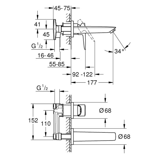 Додаткове фото - Змішувач прихованого монтажу для раковини Grohe BauLoop New 20289001