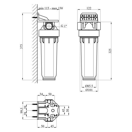 Додаткове фото - Фільтр-колба Atlas Filltri DP 10 Mono 1" OT TS Complete Housing