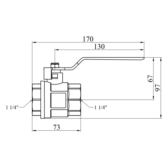 Додаткове фото - Кран кульовий Valves 1 1/2'' ВВ PN30 синя ручка