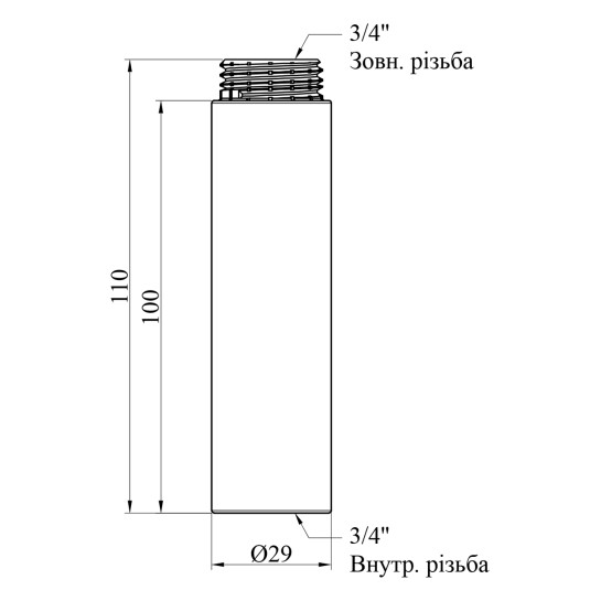 Додаткове фото - Подовжувач Karro 3/4" ВЗ, L=100 мм хромований KR-3209