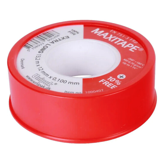 Головне фото - Фум стрічка Maxitape (13,2mx12mmx0,1mm) +10%, щільність 0,7 g/cm³