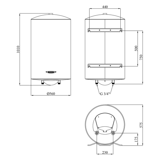 Додаткове фото - Водонагрівач Ariston ARI 150 VERT 560 THER MO EU з мокрим ТЕНом 3000326