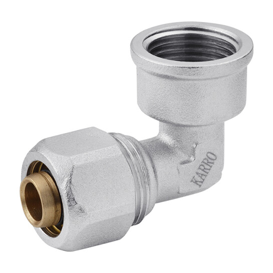 Головне фото - Коліно металопластикове Karro 16х1/2" РВ нікельоване KR-0620