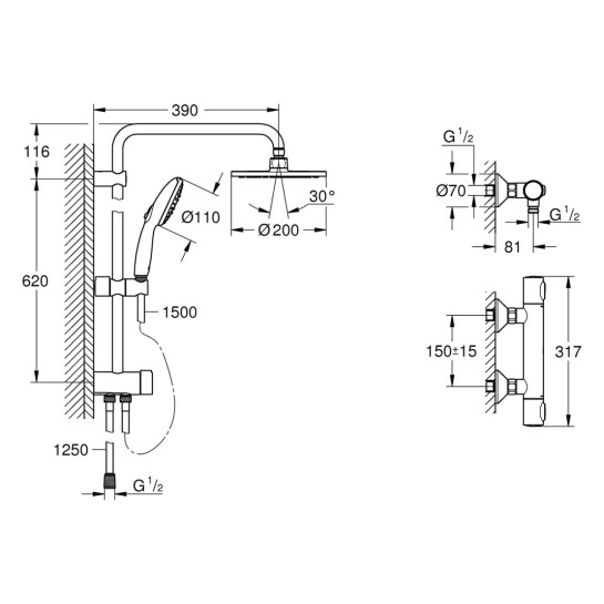Додаткове фото - Змішувач термостатичний для душу Grohe QuickFix Precision Flow UA202908TR 