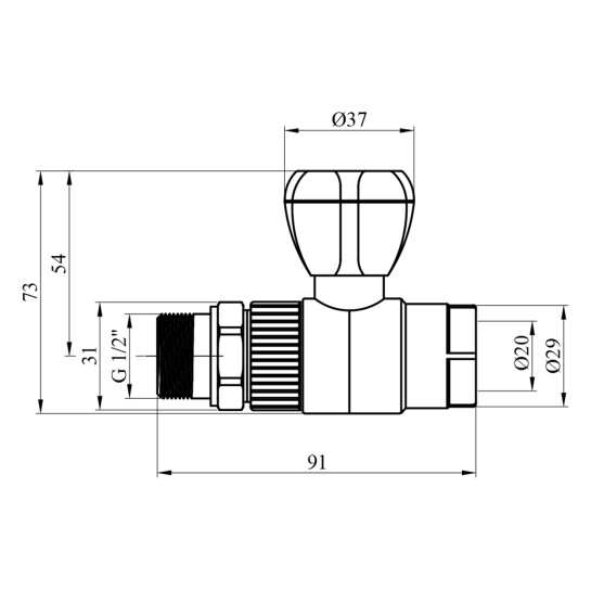 Додаткове фото - Кран радіаторний прямий PPR Rozma 20х1/2"