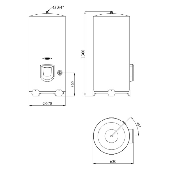 Додаткове фото - Водонагрівач Ariston INITIO XP 200 STAB 570 MO EU з мокрим ТЕНом 3000595