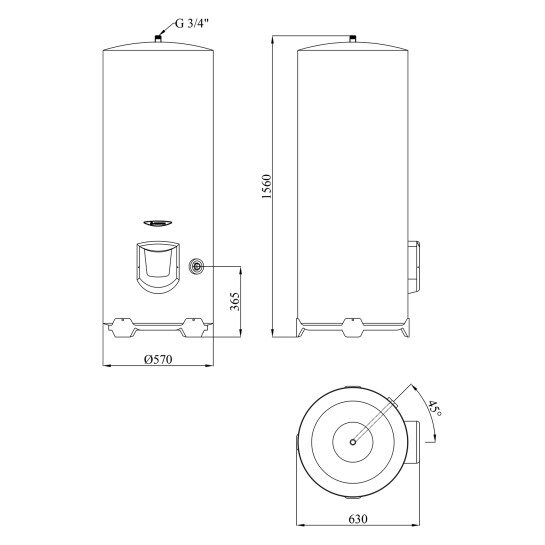 Додаткове фото - Водонагрівач Ariston INITIO XP 300 STAB 570 THER MO EU з мокрим ТЕНом 3000597