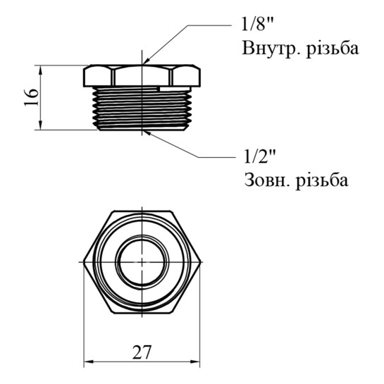 Додаткове фото - Футорка під датчик температури LexLine 1/2"хМ10 ЗВ латунна УК0700-В