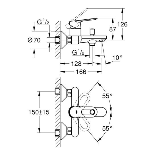 Додаткове фото - Змішувач для ванни Grohe BauLoop 23603000