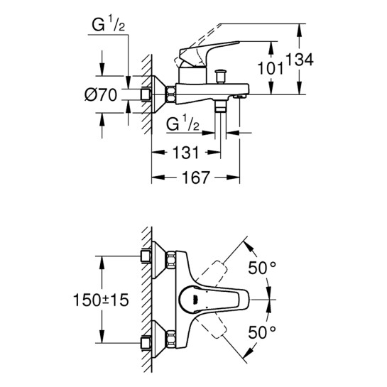 Додаткове фото - Змішувач для ванни Grohe Start Flow 23772000