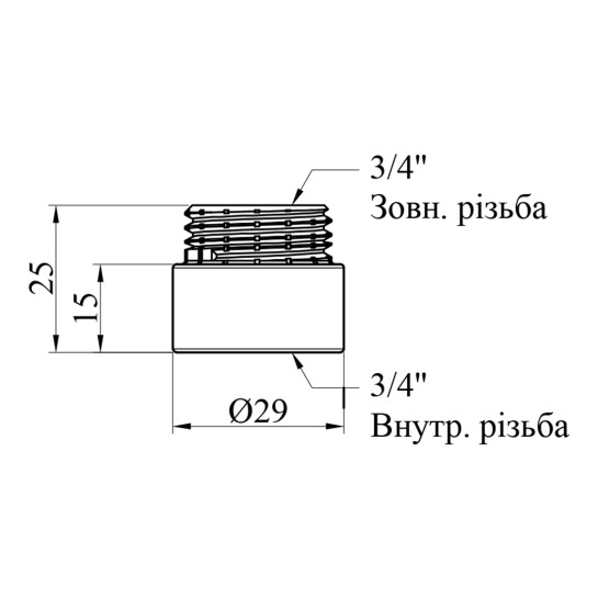 Додаткове фото - Подовжувач Karro 3/4" ВЗ, L=15 мм хромований KR-3209