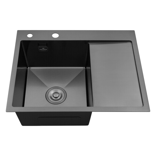 Додаткове фото - Кухонна мийка Kroner KRP Schwarze - 6350LHM PVD (3.0/1.0 мм)