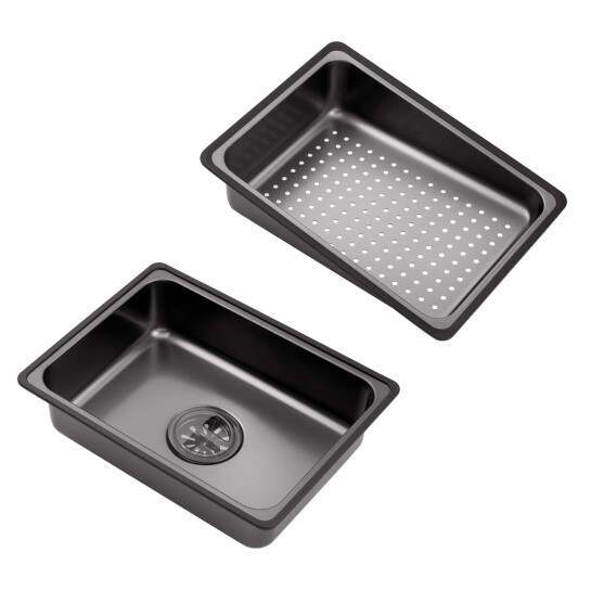 Додаткове фото - Кухонна мийка Kroner KRP Schwarze - SET7545F3HM PVD (3.0/0.8 мм)