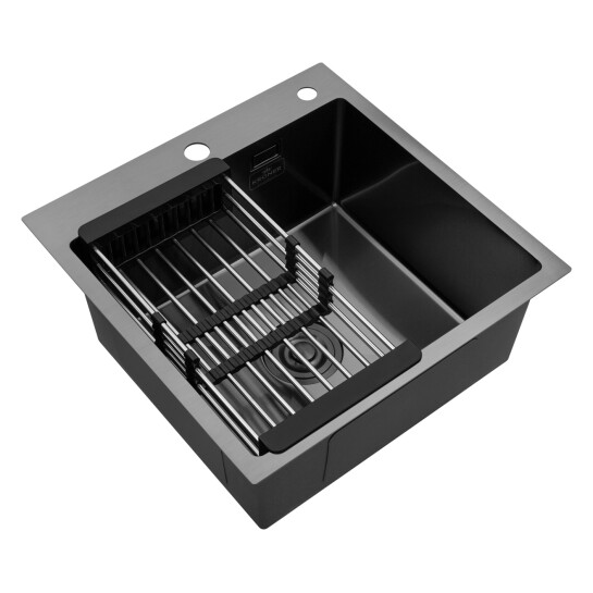 Додаткове фото - Кухонна мийка Kroner KRP Schwarze - 5050HM PVD (3.0/1.0 мм)