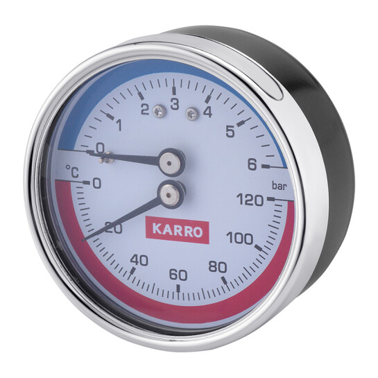 Головне фото - Термоманометр Karro 1/2"х1/4" горизонтальний 80 мм KR-1086