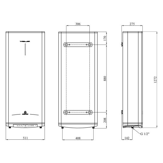 Додаткове фото - Водонагрівач Ariston VELIS PRO DRY WIFI 100 EU з сухим ТЕНом 3100910