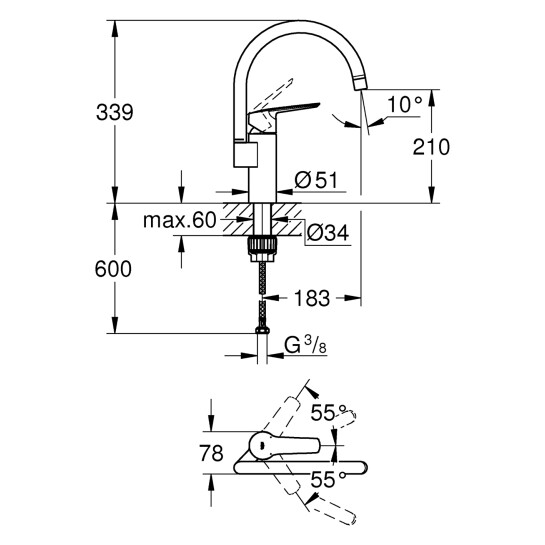 Додаткове фото - Змішувач для кухні Grohe QuickFix Start 30469000