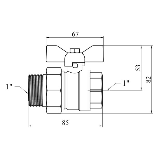 Додаткове фото - Кран-американка кульовий прямий Valves 1" PN30