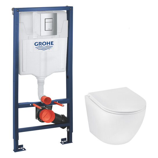 Головне фото - Комплект 4 в 1: Інсталяція Grohe Rapid SL 3 в 1 38772001 + Унітаз безободковий Kroner Harz WHI493736 RIMLESS з сидінням Slim Duroplast / Soft-close / Quick relase KH493736WHIR (38772001KH493736)