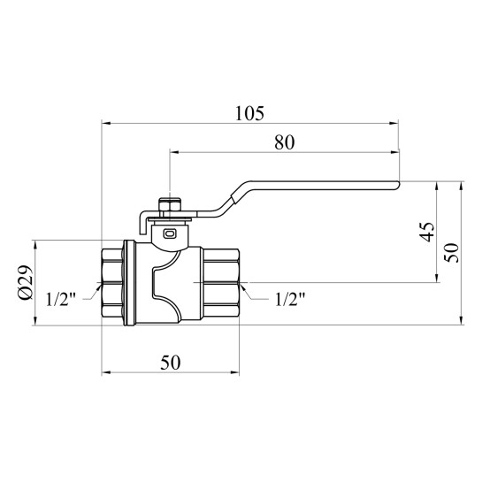 Додаткове фото - Кран кульовий WaGa 1/2" ВВ PN40 ручка, нікельований