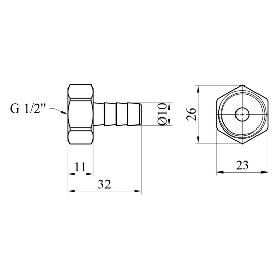 Додаткове фото - Штуцер LexLine 1/2" РВ, D=10 мм латунний УК0002-3
