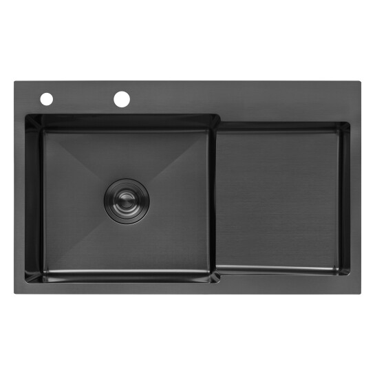 Додаткове фото - Комплект кухонна мийка Kroner Schwarze-7848LHM PVD + змішувач Edelstahl Klassisch-SCH035PVD + дозатор Spender-SCH049