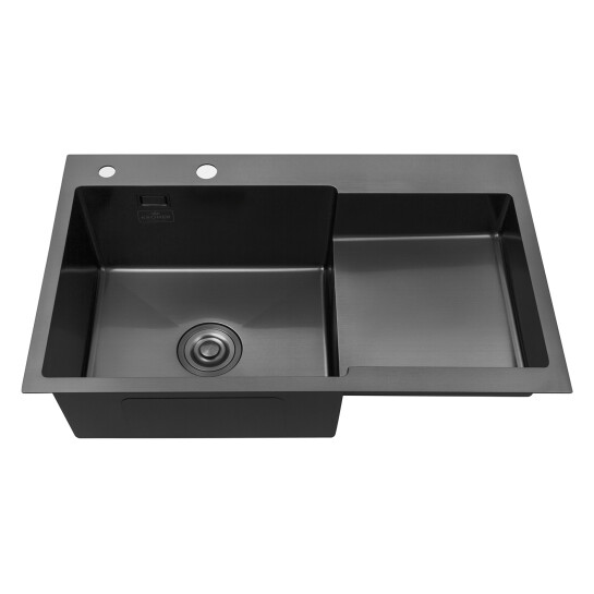 Додаткове фото - Комплект кухонна мийка Kroner Schwarze-7848LHM PVD + змішувач Edelstahl Klassisch-SCH035PVD + дозатор Spender-SCH049