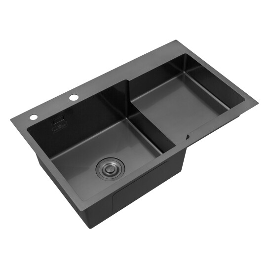 Додаткове фото - Комплект кухонна мийка Kroner Schwarze-7848LHM PVD + змішувач Edelstahl Klassisch-SCH035PVD + дозатор Spender-SCH049