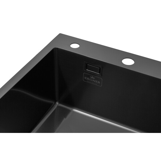 Додаткове фото - Комплект кухонна мийка Kroner Schwarze-7848LHM PVD + змішувач Edelstahl Klassisch-SCH035PVD + дозатор Spender-SCH049