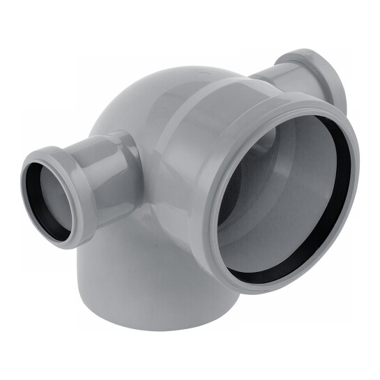 Головне фото - Коліно двоплощинне для внутрішньої каналізації Rozma 110х90° з відведеннями 50 мм ліво-право
