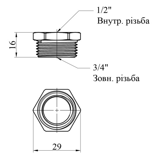Додаткове фото - Футорка посилена LexLine 3/4"х1/2" ЗВ нікельована НК0702-Вн